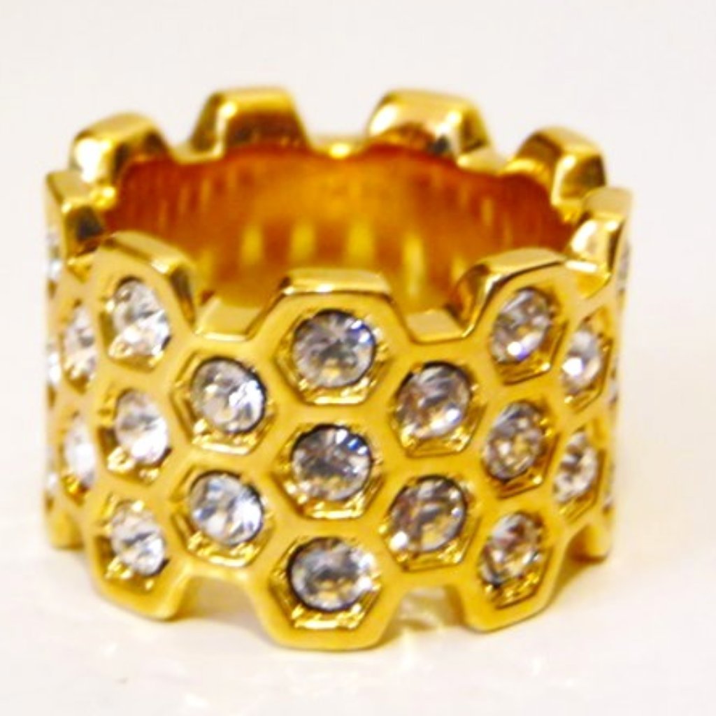 Real Collectibles By Adrienne Goldtone Crown Band Ring Size 8